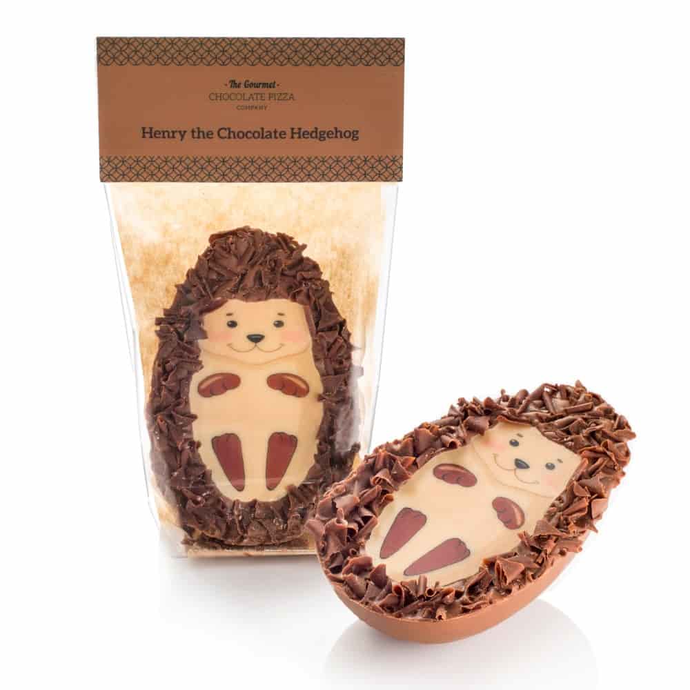 We sure your customers will adore Henry the Chocolate Hedgehog as much as we do. This gorgeous chocolate treat is filled with chocolate cripy puff rice filling and is decorated with a white chocolate printed 'Henry' and milk chocolate curls.